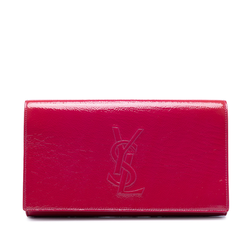 Pre-Loved Saint Laurent Large Textured Patent Belle De Jour Clutch - Picture 1 of 7